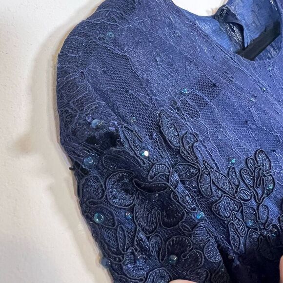 NWT Mac Duggal Midnight Sweatheart Lace Gown Size 18W - Picture 4 of 15